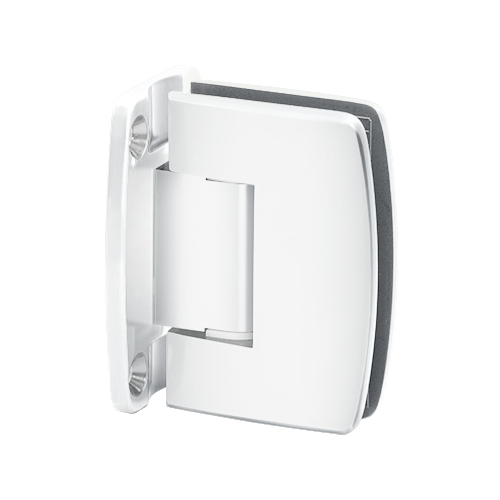 Radial Series Glass To Wall Mount Shower Door Hinge With Full Back Plate Gloss White