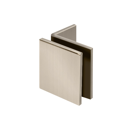 5/32 Inch To 3/16 Inch Clearance Gap Square Wall Mount Glass Clip With Mounting Leg Satin-Nickel