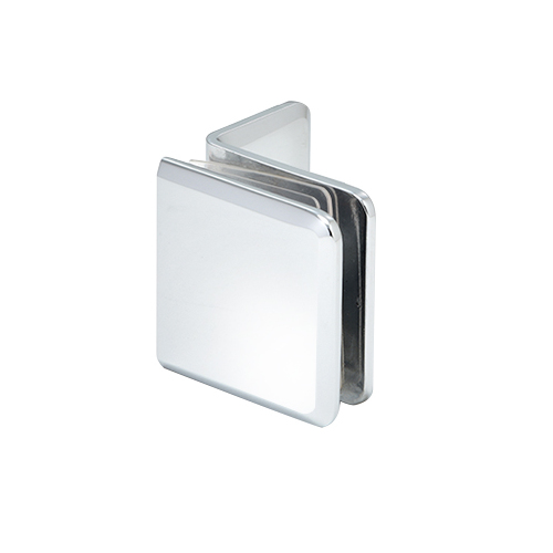 Beveled Square Wall Mount Glass Clip w/Mounting Leg Polished Chrome