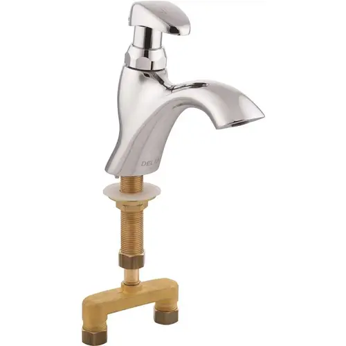 Commercial Single Hole Single-Handle Metering Slow-Close Bathroom Faucet in Chrome