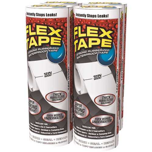 FLEX SEAL FAMILY OF PRODUCTS Flex Tape White 12 in. x 10 ft. Strong Rubberized Waterproof Tape - pack of 60
