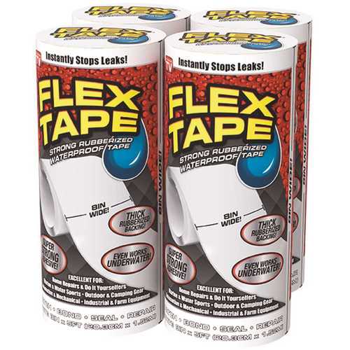 FLEX SEAL FAMILY OF PRODUCTS Flex Tape White 8 in. x 5 ft. Strong Rubberized Waterproof Tape - pack of 60