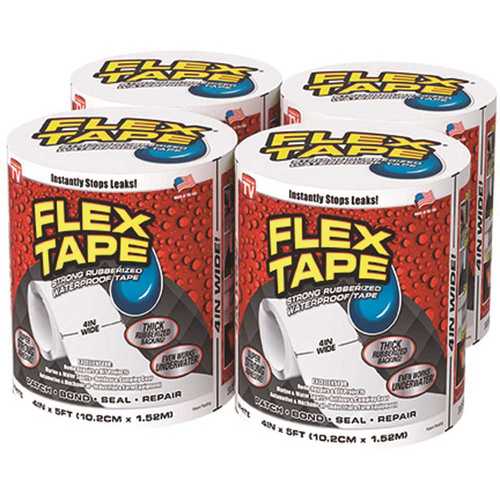 FLEX SEAL FAMILY OF PRODUCTS Flex Tape White 4 in. x 5 ft. Strong Rubberized Waterproof Tape - pack of 4