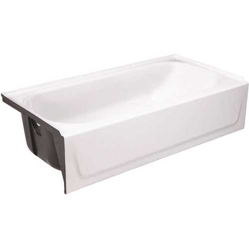 Bootzcast 60 in. Left Drain Rectangular Alcove Soaking Bathtub in White