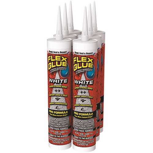 FLEX SEAL FAMILY OF PRODUCTS Flex Glue White 10 oz. Pro-Formula Strong Rubberized Waterproof Adhesive - pack of 4