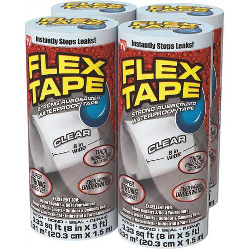 FLEX SEAL FAMILY OF PRODUCTS Flex Tape Clear 8 in. x 5 ft. Strong Rubberized Waterproof Tape - pack of 4