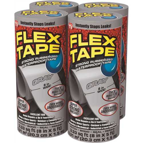 Swift Response TFSGRYR0805-CS FLEX SEAL FAMILY OF PRODUCTS Flex Tape Gray 8 in. x 5 ft. Strong Rubberized Waterproof Tape - pack of 6
