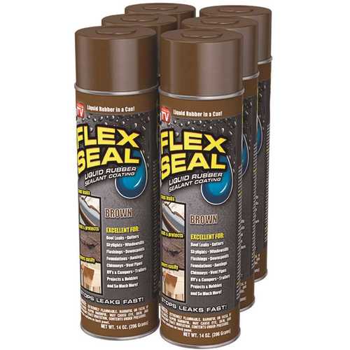 FLEX SEAL FAMILY OF PRODUCTS Flex Seal 14 oz. Brown Aerosol Liquid Rubber Sealant Spray Coating Cans - pack of 4