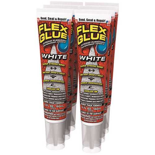 FLEX SEAL FAMILY OF PRODUCTS Flex Glue White 6 oz. Strong Rubberized Waterproof Adhesive - pack of 6