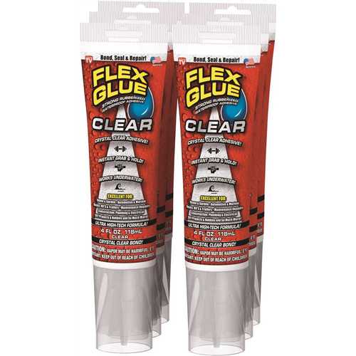 Swift Response GFSCLRR04-CS FLEX SEAL FAMILY OF PRODUCTS Flex Glue Clear 4 oz. Strong Rubberized Waterproof Adhesive - pack of 6