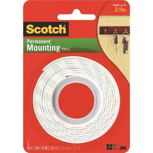 1 in. x 50 in. Indoor Mounting Tape White