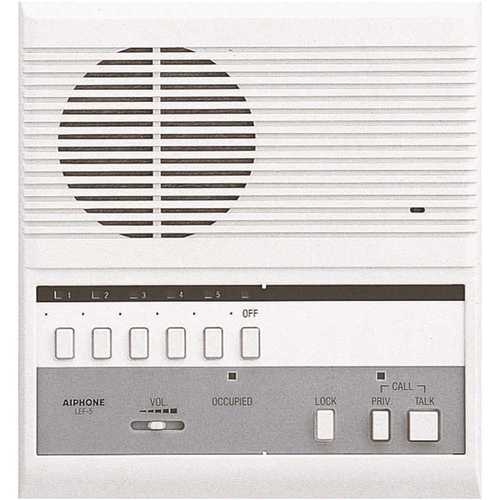 Aiphone LEF-5 LEF Series Surface Mount 1-Channel 5-Call Audio Master Station Intercom with Selective Door Release, White
