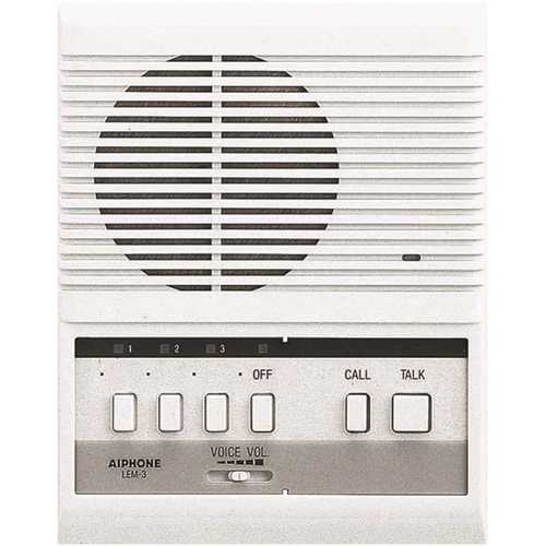 Aiphone LEM-3 LEM Series Surface Mount 1-Channel 3-Call Master Station Intercom with Push-to-Talk Communications, White