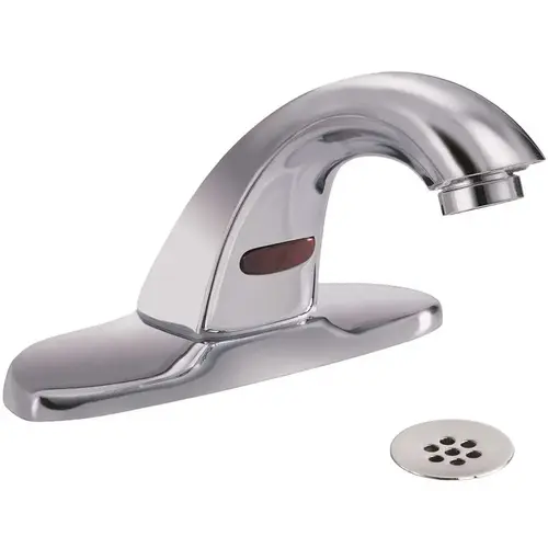 Commercial Touchless 4 in. Centerset Single-Handle Bathroom Faucet with Battery Power in Chrome