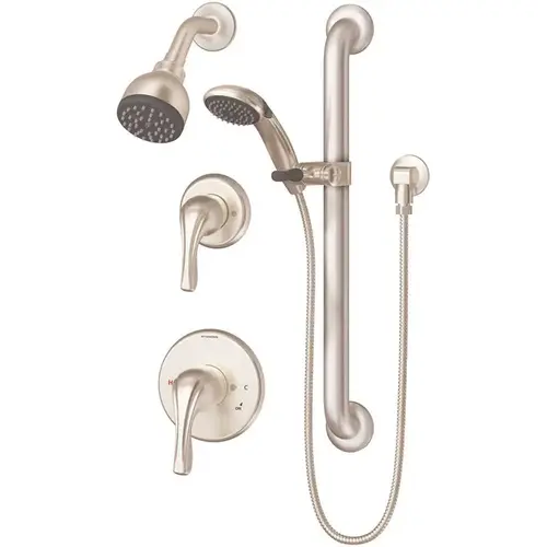 Symmons 9605-PLR-1.5-TRM-STN Origins 2-Handle Wall-Mounted Shower Trim Kit with Hand Shower in Satin Nickel (Valves not Included)