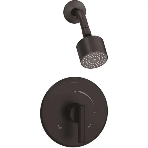 Dia Single Handle 1-Spray Shower Trim with Solid Brass Escutcheon in Matte Black - 1.5 GPM (Valve not Included)