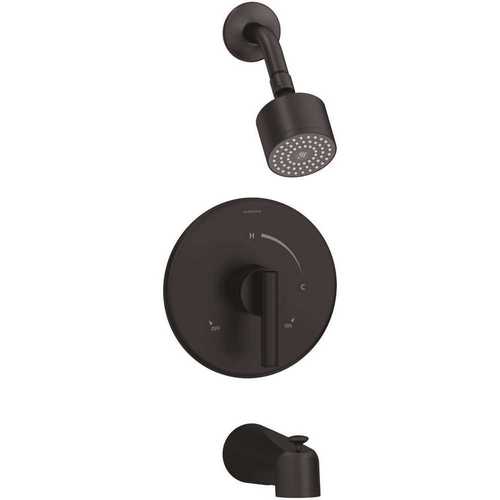 Dia Single Handle 1-Spray Tub and Shower Faucet Trim with Brass Escutcheon in Matte Black - 1.5 GPM (Valve not Included)