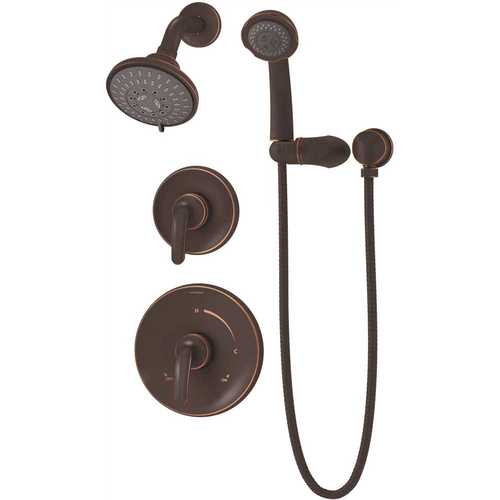 Elm 2-Handle 5-Spray Shower Trim with 3-Spray Hand Shower in Seasoned Bronze (Valves not Included)