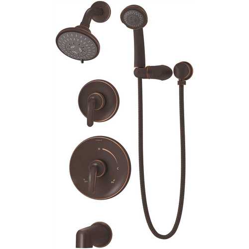 Symmons 5506-SBZ-1.5-TRM Elm 2-Handle Wall-Mounted Tub and Shower Trim with Hand Shower in Seasoned Bronze (Valves not Included)