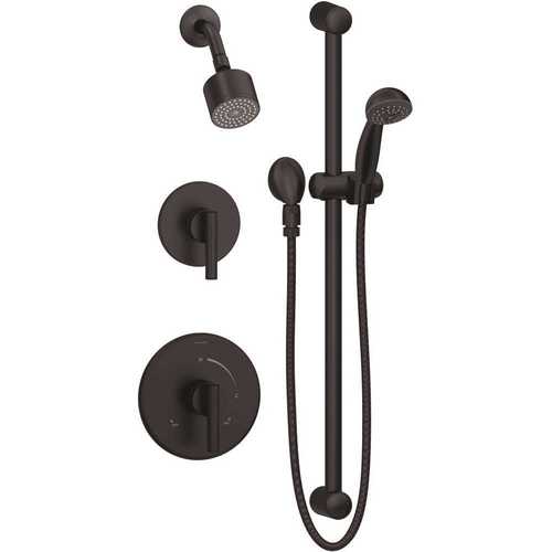 Symmons 3505-H321-V-CYL-BMB1.5TRM Dia 2-Handle 1-Spray Shower Trim with 1-Spray Hand Shower in Matte Black (Valves not Included)