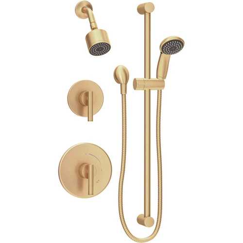 Symmons 3505-H321-V-CYLBBBZ1.5TRM Dia 2-Handle 1-Spray Shower Trim with 1-Spray Hand Shower in Brushed Bronze (Valves not Included)