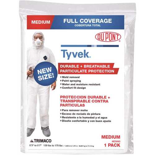 DuPont 141212/12HD TRIMACO DuPont Tyvek Medium Painters Coverall with Hood and Boots