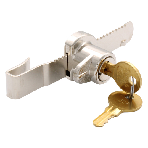 Chrome "Tamper Proof" Sliding Glass Door Lock with Standard Ratchet Bar