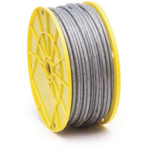 KingChain 3/16 in. x 1/4 in. x 250 ft. Vinyl-Coated Galvanized Steel Aircraft Cable, 7x7 Construction