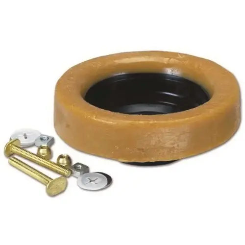 Jumbo Johni-Ring with Horn and 1/4 in. x 3-1/2 in. Extra-Long Bolts Toilet Wax Ring Combo Pack Brass