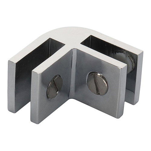 Chrome Two-Way Aluminum 90 Degree Glass Connector