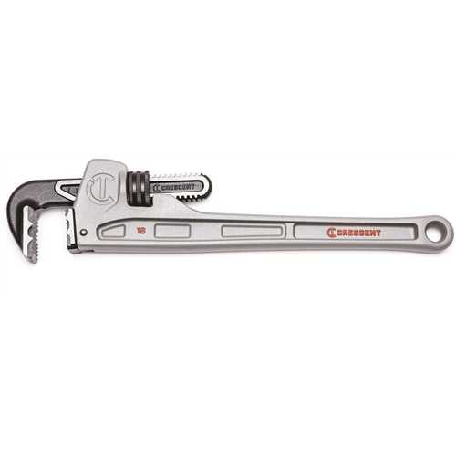 Pipe Wrench, 0 to 2-7/8 in Jaw, 18 in L, Aluminum, Powder-Coated