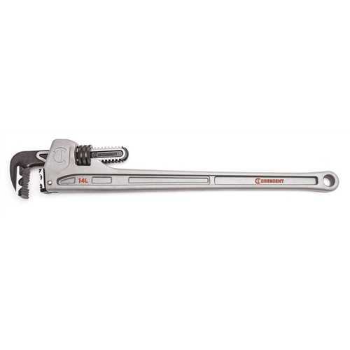 Pipe Wrench, 0 to 2-3/8 in Jaw, 14 in L, Aluminum, Powder-Coated, Long Handle