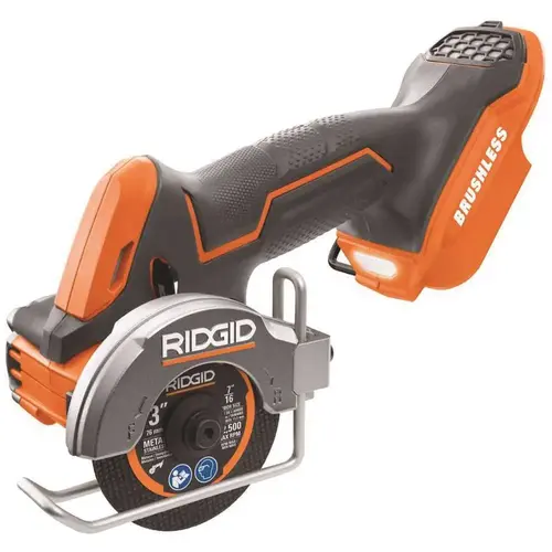 Techtronic Industries Co. R87547B RIDGID 18-Volt SubCompact Lithium-Ion Cordless Brushless 3 in. Multi-Material Saw (Tool Only) with (3) Cutting Wheels Orange