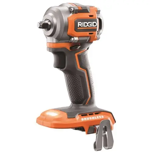 RIDGID 18-Volt SubCompact Lithium-Ion Cordless Brushless 3/8 in. Impact Wrench (Tool Only) with Belt Clip Orange