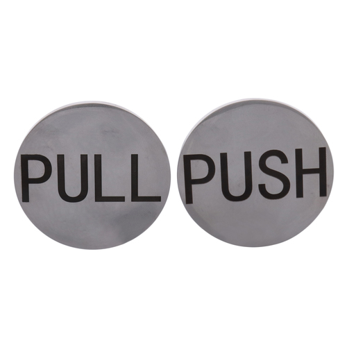 CRL RPP2PS Polished Stainless 2" Round Push/Pull Set - Etched Stainless Steel