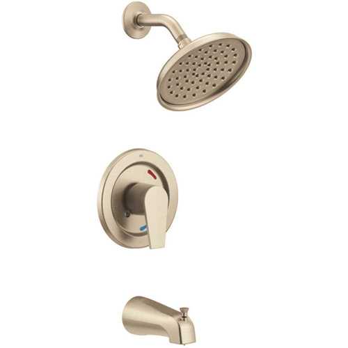 Slate Single-Handle 1-Spray 1.75 GPM Tub and Shower Faucet with Valve in Brushed Nickel (Valve Included)