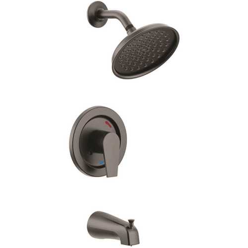 Moen 48003BLGR CLEVELAND FAUCET GROUP Slate Single-Handle 1-Spray 1.75 GPM Tub and Shower Faucet with Valve in Matte Black (Valve Included)