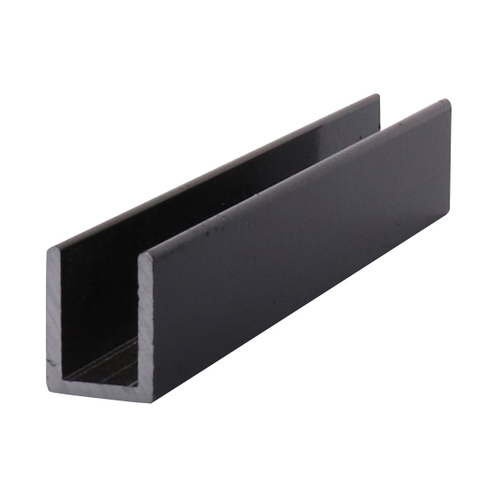 Black 3/8" Fixed Panel Shower Door Deep U-Channel - 95" Stock Length