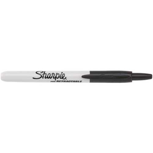 Sharpie Black Retractable Fine Point Permanent Marker - pack of 12