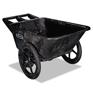 Rubbermaid 564200BLA Utility Cart, 300 lb, Plastic Deck, 2-Wheel, 20 in  Wheel, Pneumatic Wheel, Black