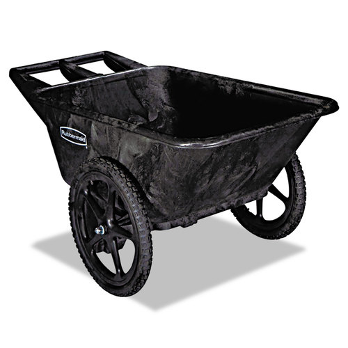 Rubbermaid RCP5642BLA 564200BLA Utility Cart, 300 lb, Plastic Deck, 2-Wheel, 20 in Wheel, Pneumatic Wheel, Black