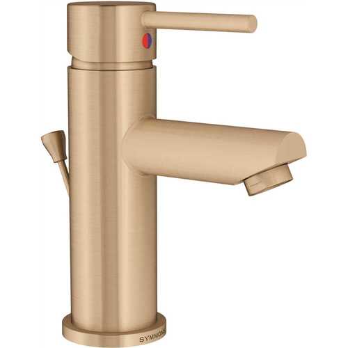 Modern Single Hole Single-Handle Bathroom Faucet with Drain Assembly in Brushed Gold