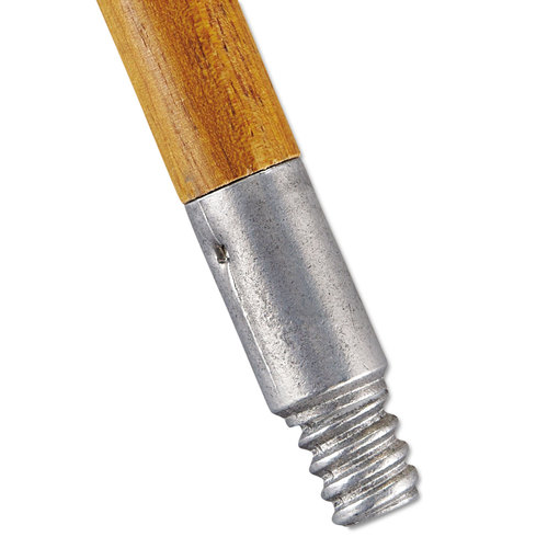 Broom Handle, 1-5/16 in Dia, 60 in L, Threaded, Wood, Brown