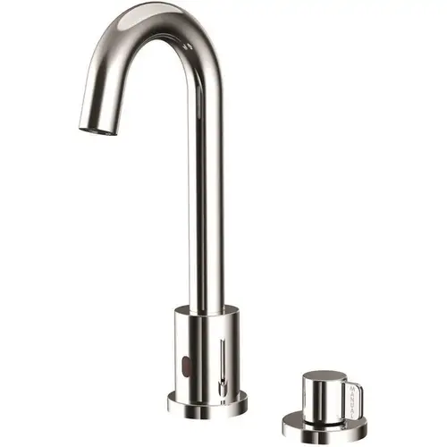 SensorFlo Gooseneck Battery Powered Single Hole Touchless Bathroom Faucet Sensor Faucet with TMV in Polished Chrome