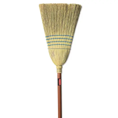 Warehouse Broom, 12 in Sweep Face, Corn Fiber Bristle, 58-1/4 in L, Lacquered/Stained Handle Blue