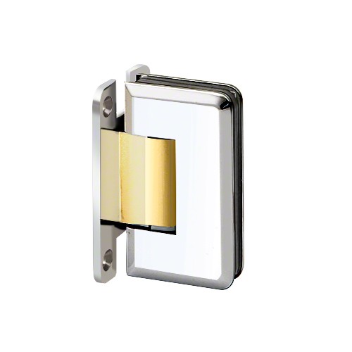 Majestic Series Glass To Wall Mount Shower Door Hinge With "H" Back Plate Polished Chrome W/Brass Accents