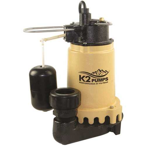 K2 SPI07502K 3/4 HP Submersible Sump Pump with Snap Action Switch