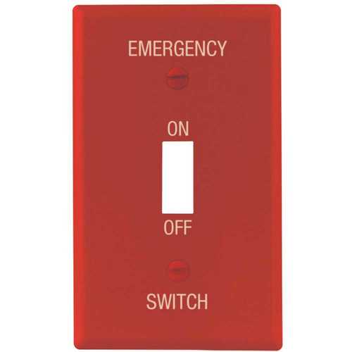 Titan3 Technology TPMSSR-T Red Smooth 1-Gang Emergency Toggle Standard Metal Wall Plate