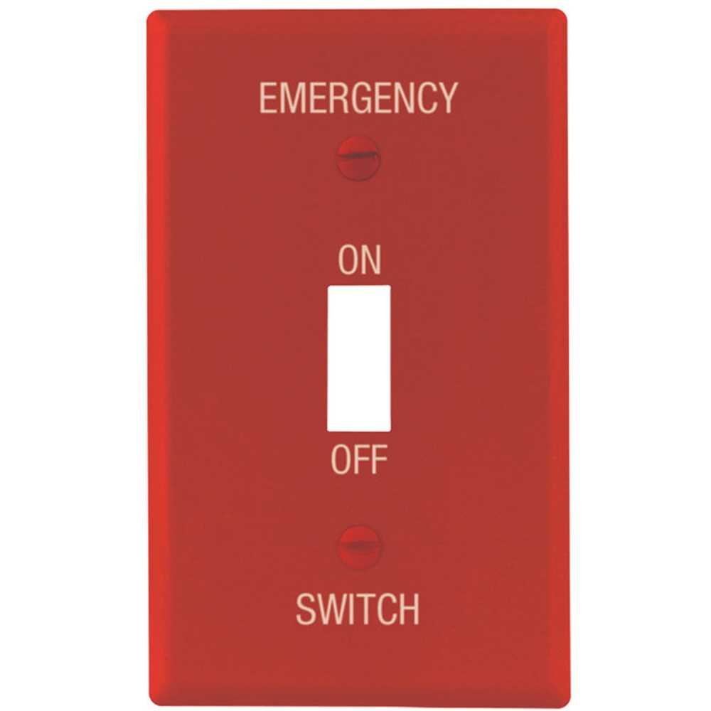 Titan3 Technology TPMSSR-T Red Smooth 1-Gang Emergency Toggle Standard Metal Wall Plate