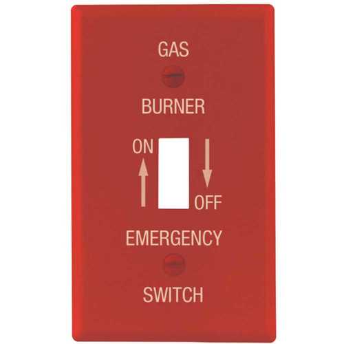 Red Smooth 1-Gang Gas Toggle Standard Metal Wall Plate